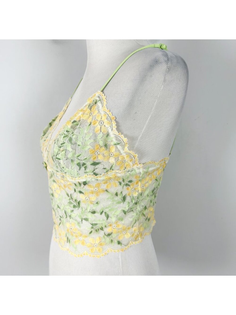 Y2K Victoria’s Secret Floral Lace Cami Mesh Top Coquette Size Large Women's - Picture 3 of 5